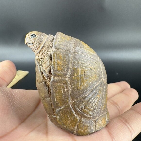 Vintage Whimsical Resin Turtle Figurine Brown Textured Figure Anthropomorphic - Picture 12 of 12
